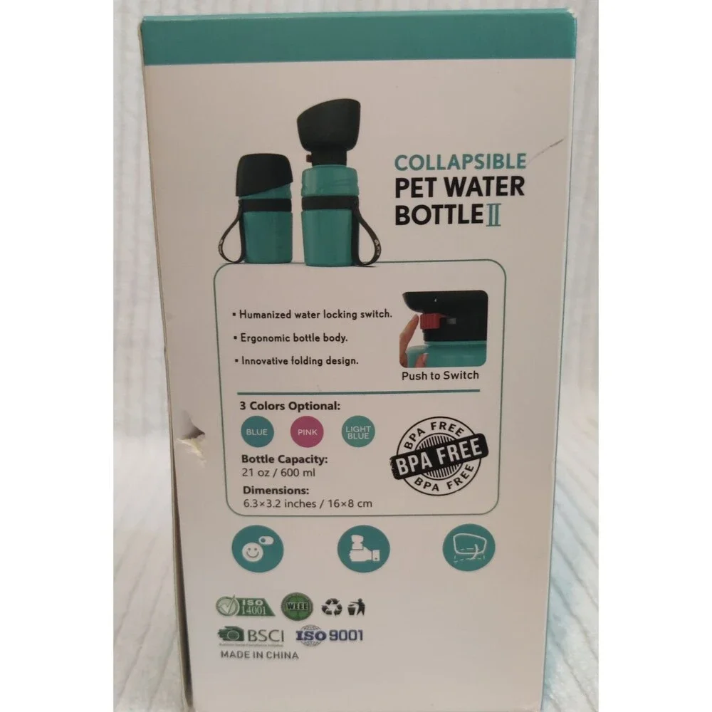 Dog Water Bottle 21oz, Portable,Travel,no leak,BPA Free- Black